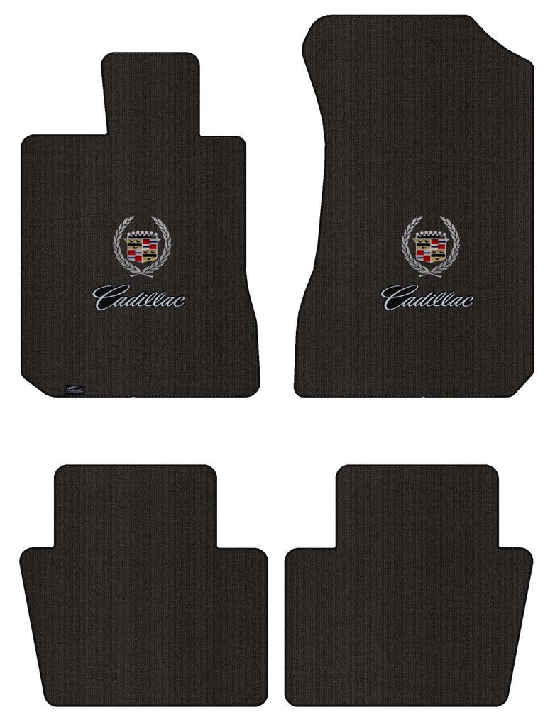 Lloyd Berber Front & Rear Mats for '74-76 Calais W/Cadillac Crest 2 Silver on Bl