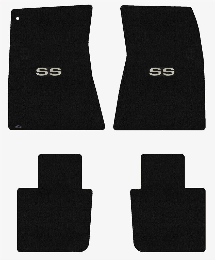 Lloyd Velourtex Front & Rear Mats for '68-69 Chevy Malibu W/Silver on Black SS