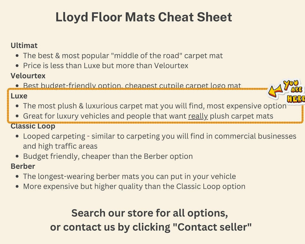 Lloyd Luxe Front & Rear Mats for '68-69 Chevy Malibu W/Silver Chevy Letters