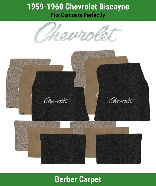 Lloyd Berber Front & Rear Mats for '59-60 Chevy Biscayne W/Silver Chevy Letters