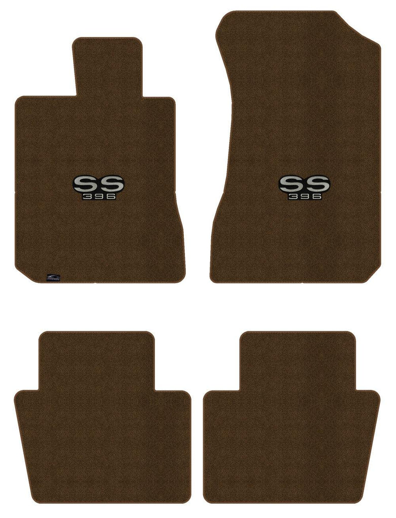 Lloyd Luxe Front & Rear Mats for '73-77 Chevy Malibu W/Silver on Black SS 396