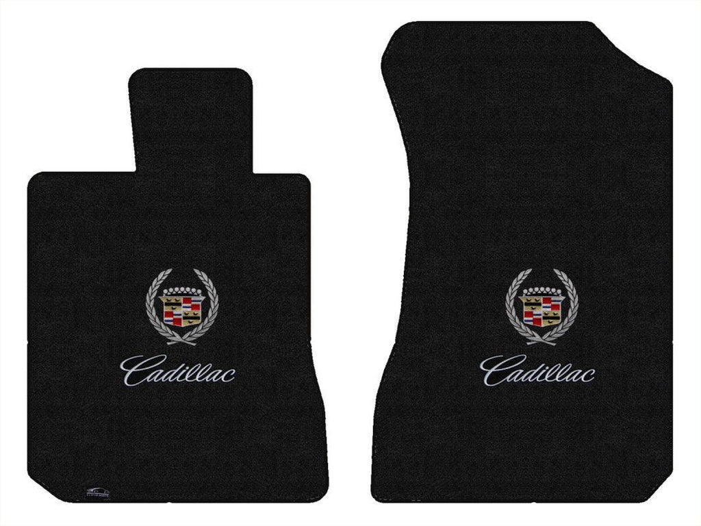 Lloyd Luxe Front Mats for '80-85 Fleetwood W/Cadillac Crest 2 Silver on Black