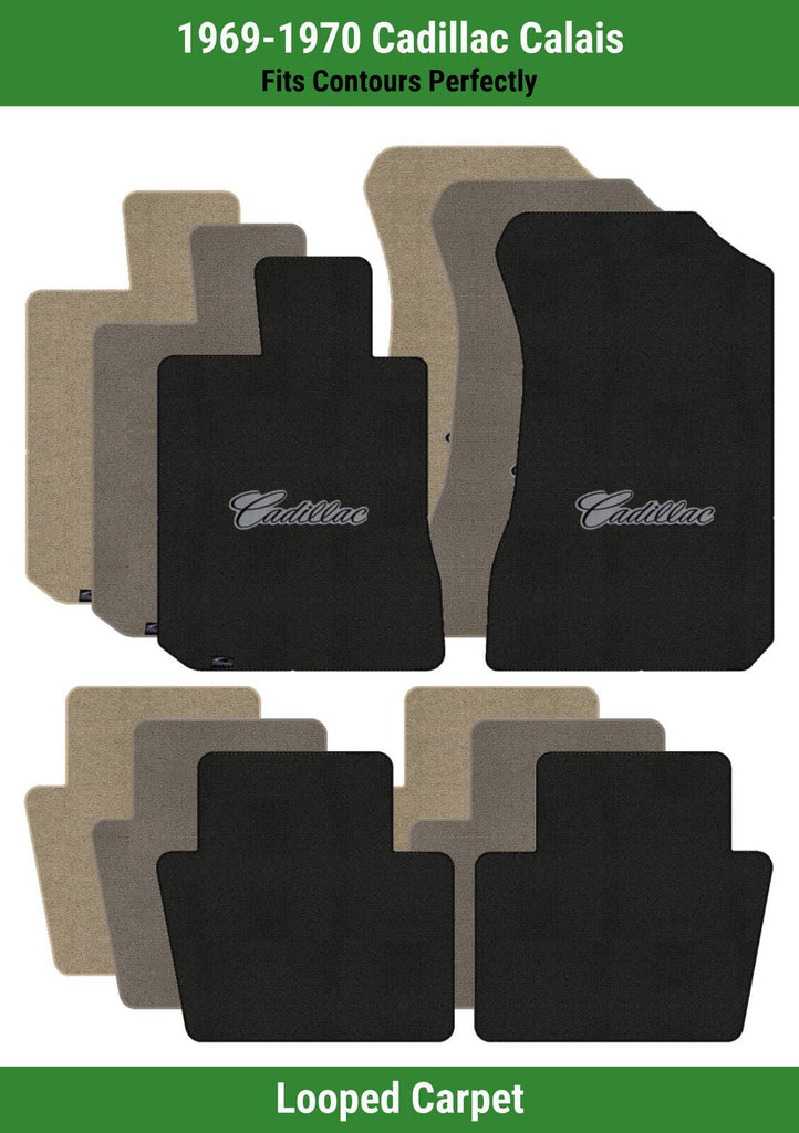 Lloyd Loop Front & Rear Mats for '69-70 Calais W/Black on Gray Cadillac