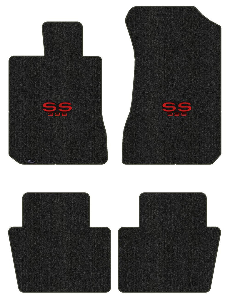 Lloyd Berber Front & Rear Mats for '72-76 Chevy Bel Air W/Red on Black SS 396