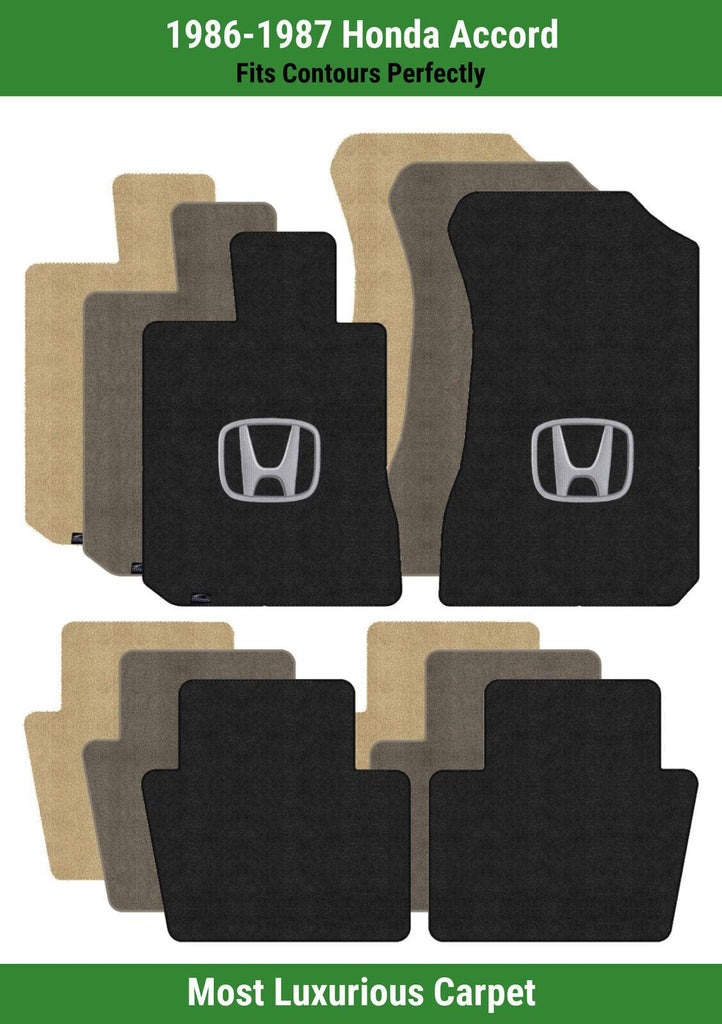Lloyd Luxe Front & Rear Mats for '86-87 Honda Accord W/Silver on Black Honda H