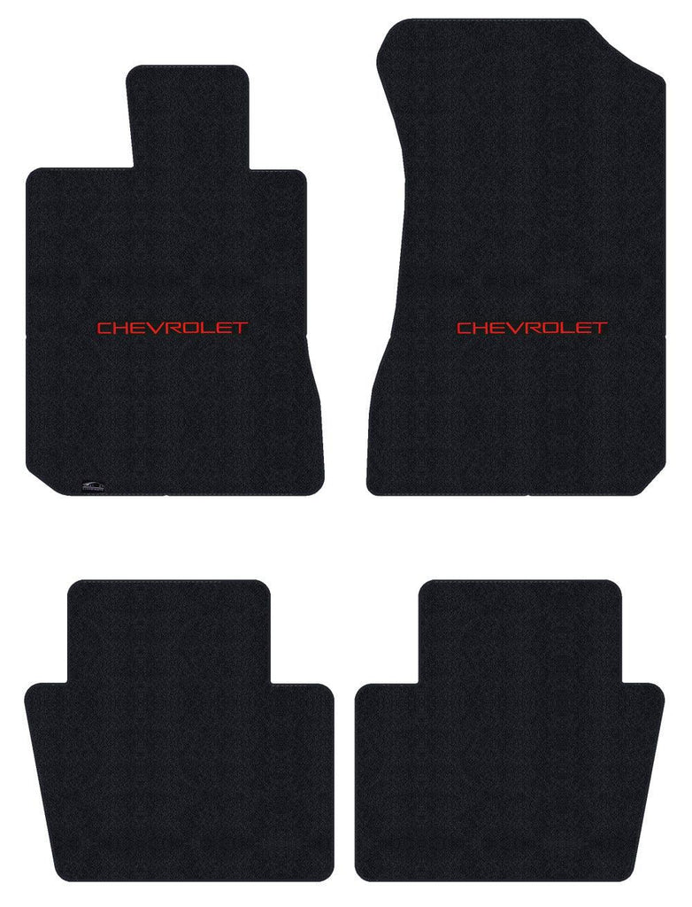 Lloyd Luxe Front & Rear Carpet Mats for '90-94 Chevy Lumina W/Chevy Red on Black