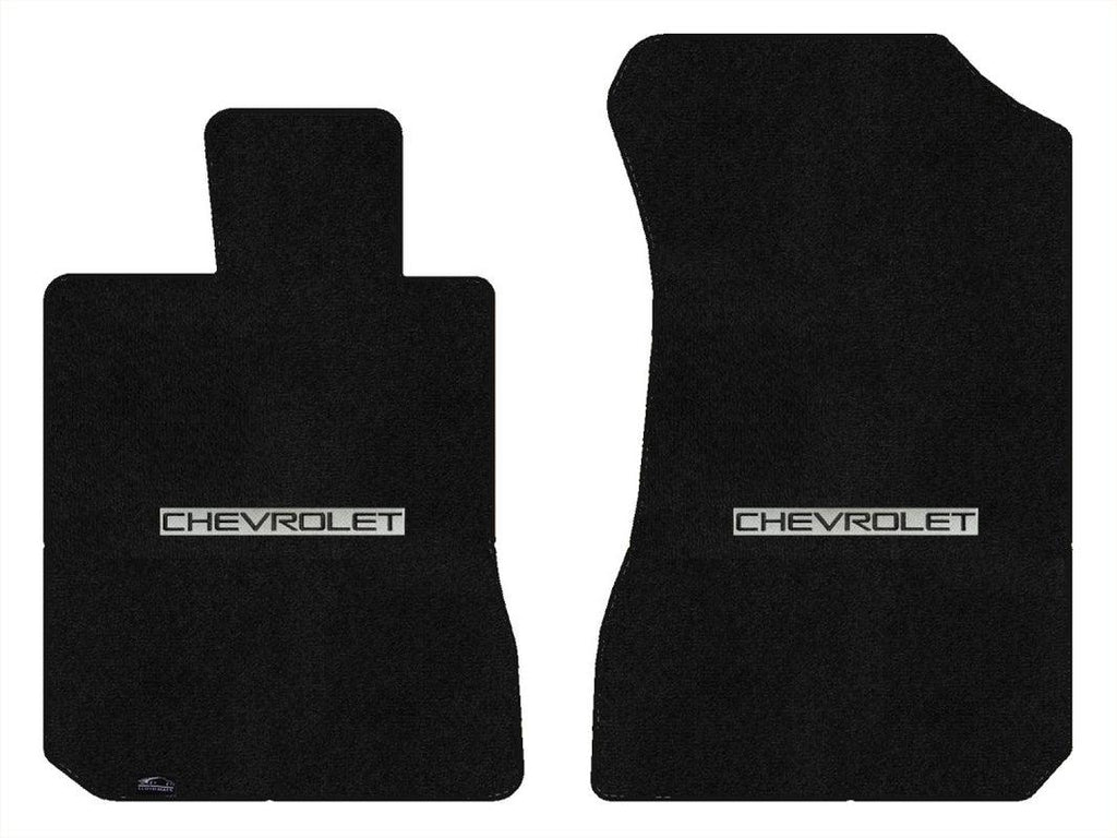 Lloyd Ultimat Front Carpet Mats for '98-00 Chevy Metro W/Chevy Black on Silver