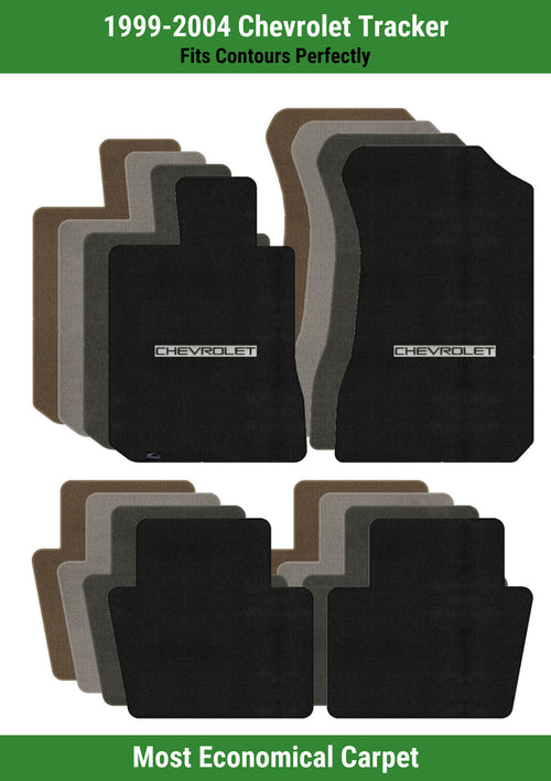 Lloyd Velourtex Front & Rear Mats for '99-04 Tracker W/Chevy Black on Silver