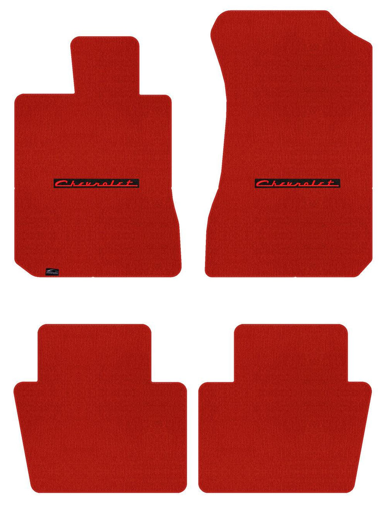 Lloyd Velourtex Front & Rear Mats for '58 Chevy Biscayne W/Red on Black Chevy