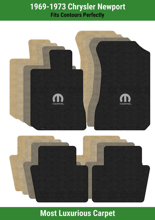 Lloyd Luxe Front & Rear Carpet Mats for '69-73 Chrysler Newport W/Black M-Mopar