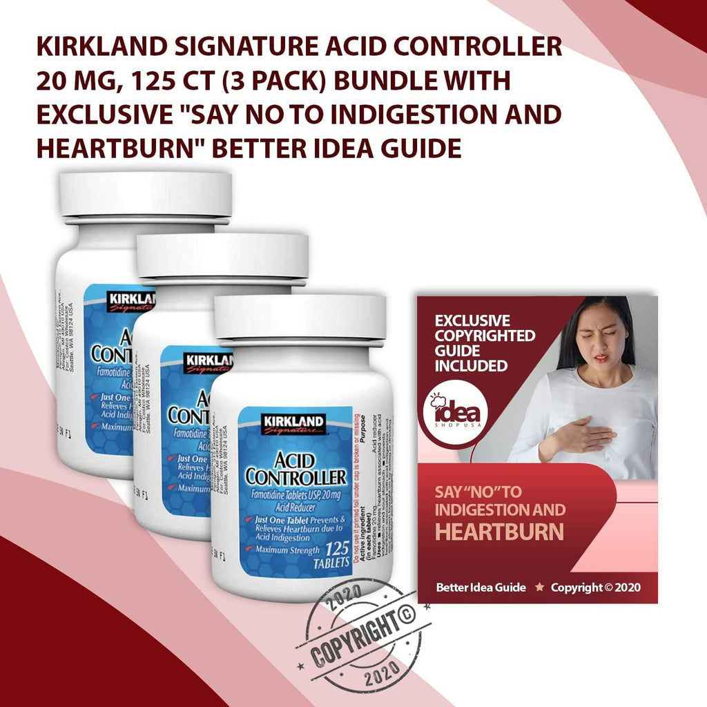 Acid Controller 20 Mg, 125 Ct (3 Pack) Bundle with Exclusive "Say NO to Indigestion and Heartburn" - Better Idea Guide (4 Items)