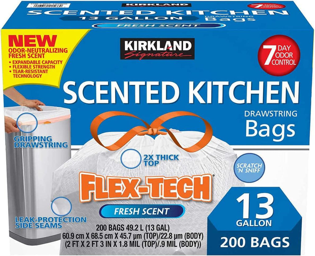 Flex-Tech 13-Gallon Scented Kitchen Trash Bags, 200-Count