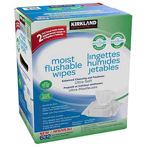 Moist Flushable Wipes 632 Wipes, 632 Count, White