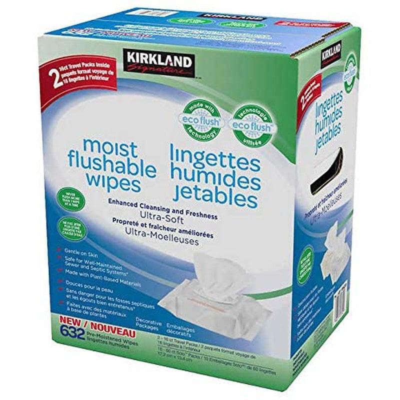 Moist Flushable Wipes 632 Wipes, 632 Count, White