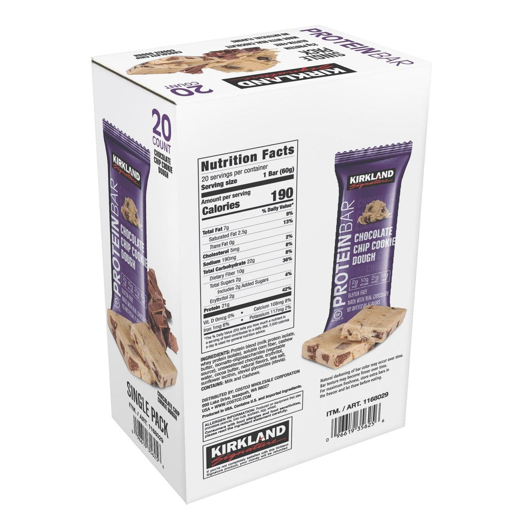 Protein Bars, Chocolate Chip Cookie Dough, 20-Count, 2-Pack