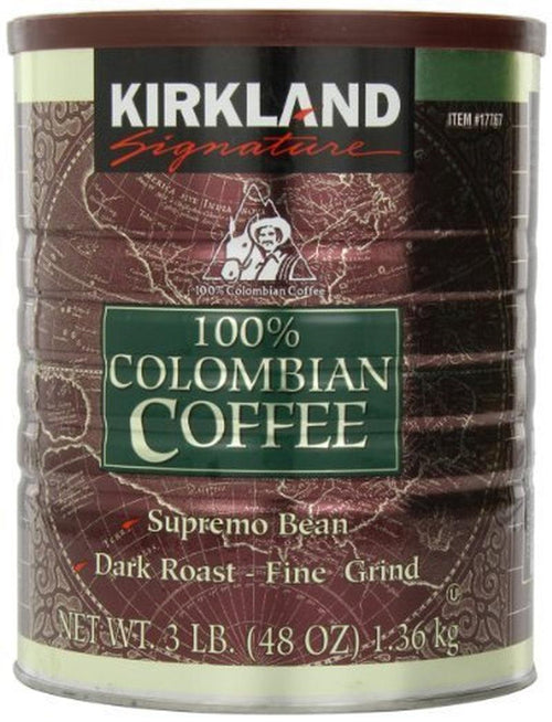 Signature 100 Percent Colombian Coffee Supremo Bean Dark Roast-Fine Grind, 3 Pound (Pack of 6)