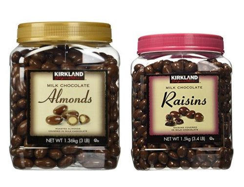 Chocolate Roasted Almonds & Chocolate Raisin Bundle - Includes  Milk Chocolate Roasted Almonds (3.0 LB) & Milk Chocolate Raisin (3.4 LB)