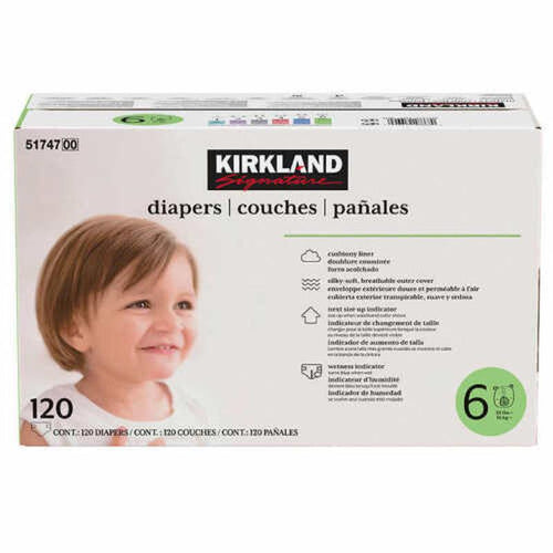 Kirkland Signature Diapers Size 6: 35Lbs and Up, 132 Count