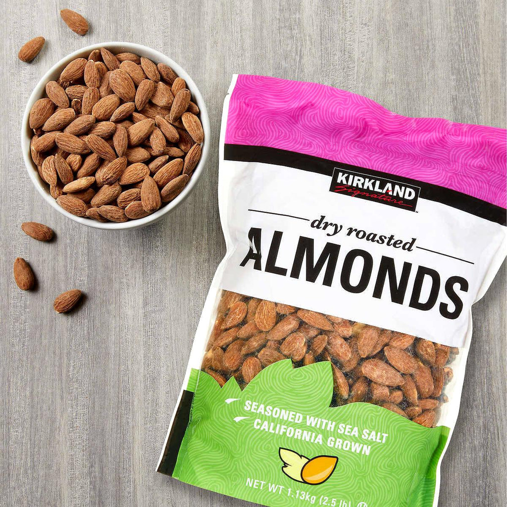 Kirkland Signature Dry Roasted Almonds with Sea Salt 2.5 Lbs *Keto Low Carb