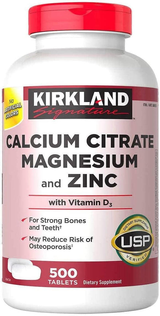 Kirkland Signature Expect More Calcium Citrate Magnesium and Zinc, 500 Tablets