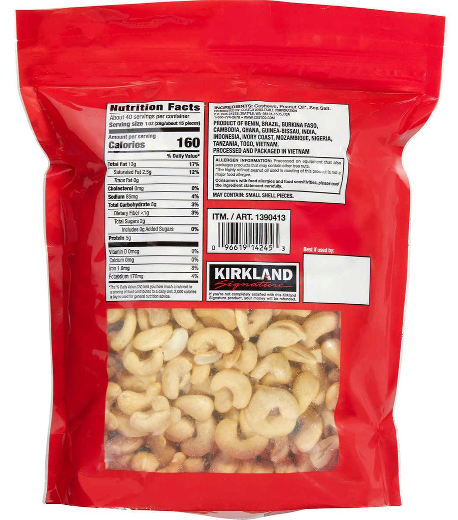 Kirkland Signature Fancy Whole Cashews with Sea Salt 40 Oz *SO GOOD!