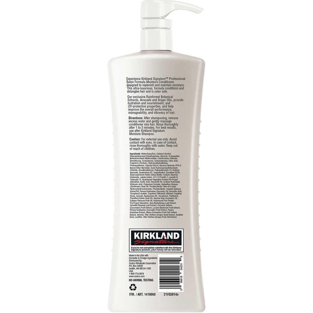 Traderb Kirkland Signature Professional Salon Formula Moisture Shampoo & Conditioner 33.8Fl Oz 1 Litter (Two Bottles)