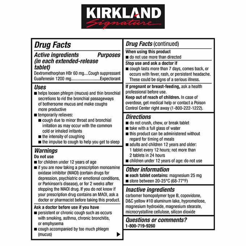 Kirkland Maximum Strength Mucus-DM 84 Count Extended-Release Tablets