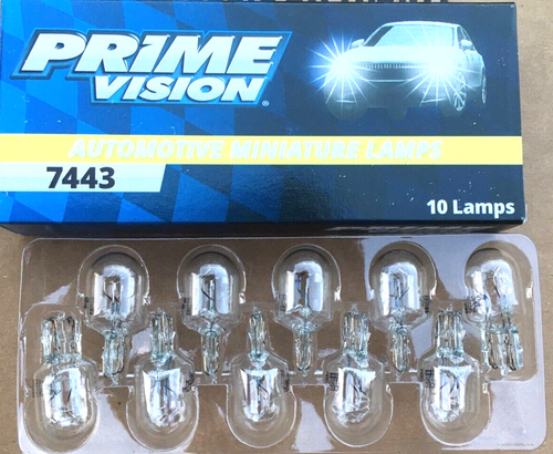 Box of 10 #7443 PRIME VISION Lamp Auto Bulb Automotive Light Bulbs