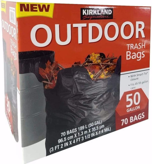 Smart Closure Outdoor Lawn 50 Gallon Trash Bags, 70Count