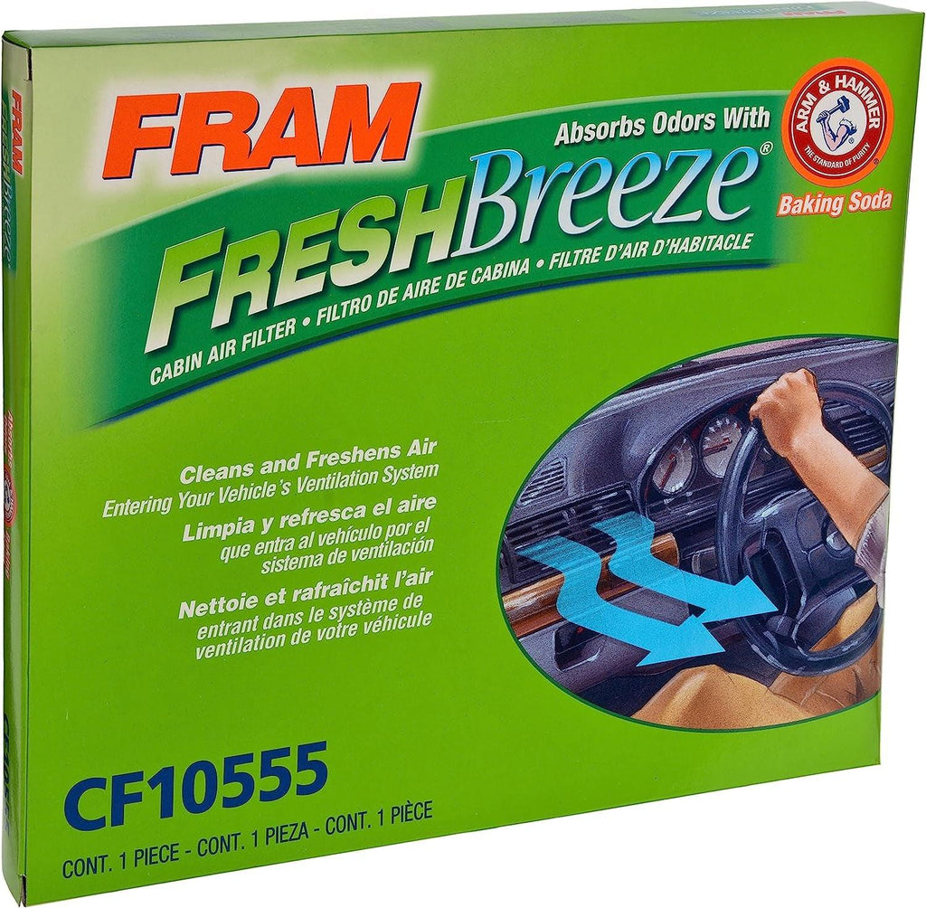 Fresh Breeze Cabin Air Filter Replacement for Car Passenger Compartment W/ Arm and Hammer Baking Soda, Easy Install, CF10555 for Nissan Vehicles , White