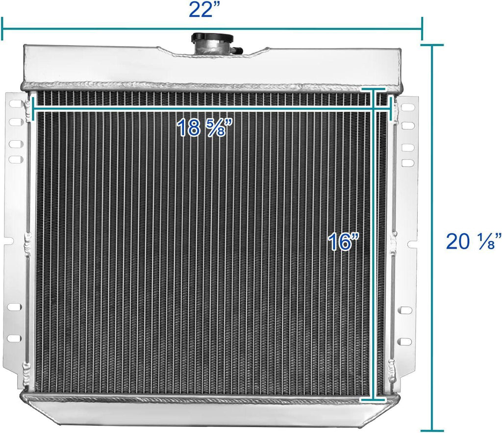 3 Core Manual Transmission 20" Driver/Left Side Radiator Compatible with Ford Mustang/Falcon V8 1969-1970