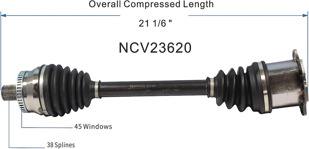 NCV23620 CV Axle Shaft Assembly - Left or Right Front (Driver or Passenger Side)