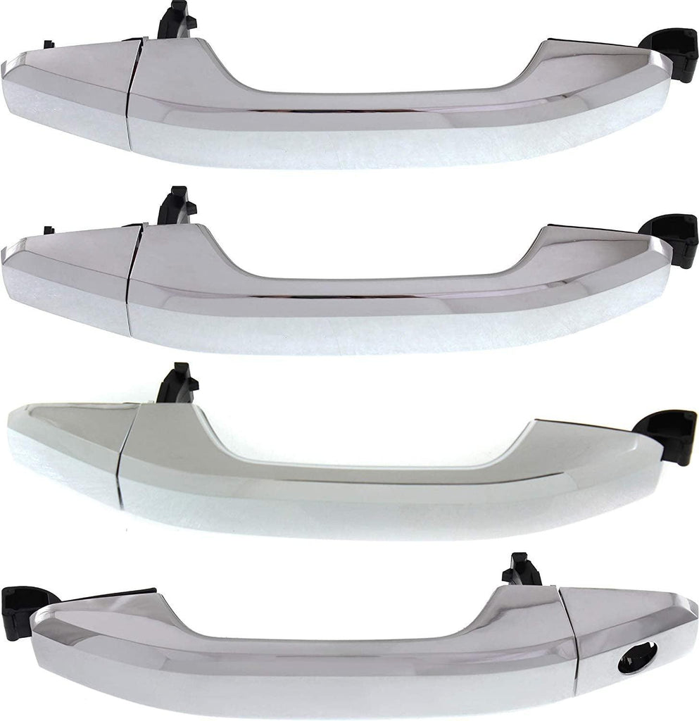 Front and Rear Exterior Door Handle Set of 4 Compatible with 2014-2018 Chevrolet Silverado 1500 and GMC Sierra 1500 Chrome Driver and Passenger Side