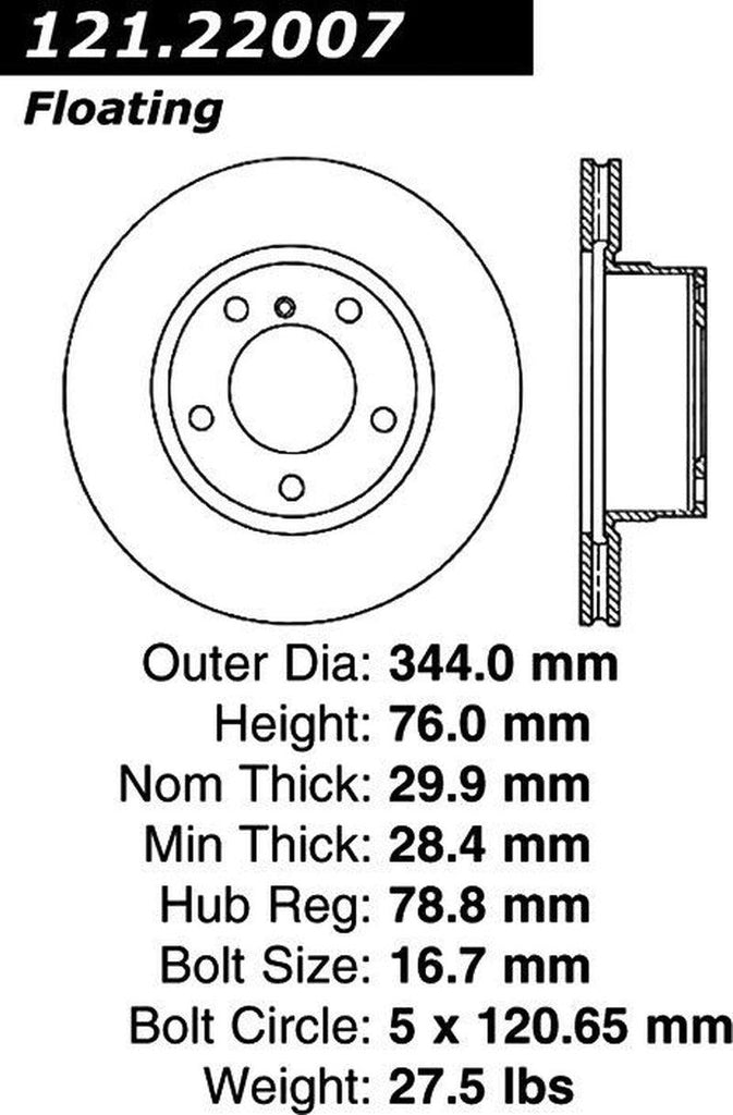 Centric Front Disc Brake Rotor for 03-05 Land Rover Range Rover (121.22007)