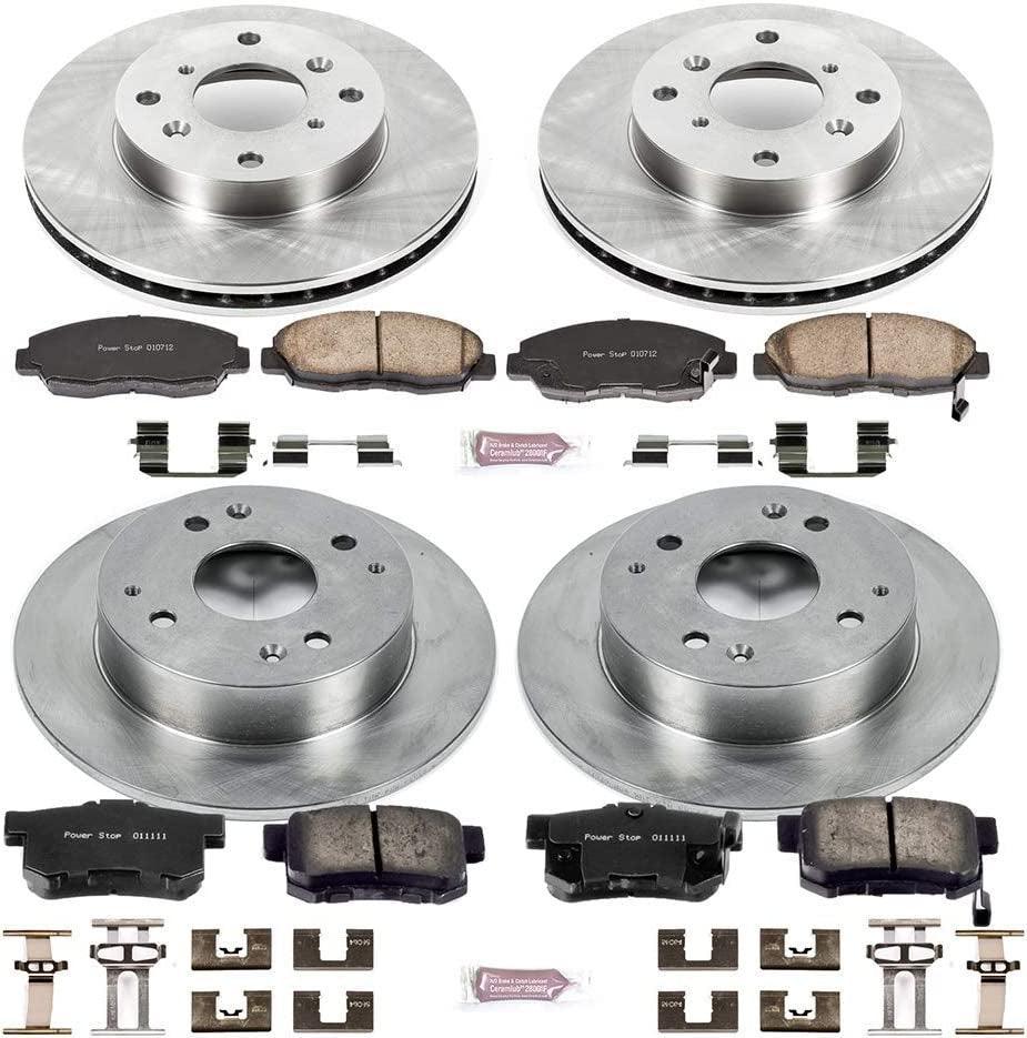 Power Stop Front and Rear KOE1240 Stock Replacement Brake Pad and Rotor Kit Autospecialty [Fits 1998-2002 Honda Accord 4 Cyl, 1998-1999 Acura CL 4 Cyl.]