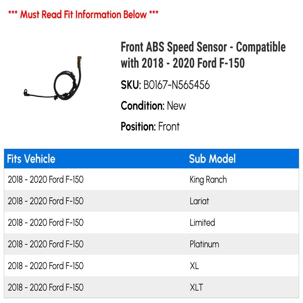 Front ABS Speed Sensor - Compatible with 2018 - 2020 Ford F-150 2019