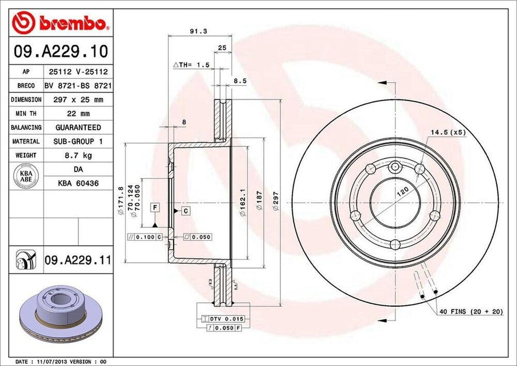 Brembo Front Disc Brake Rotor for 1999-2004 Discovery (09.A229.11)