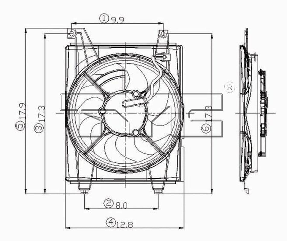 TYC A/C Condenser Fan Assembly for 01-06 Elantra 610580