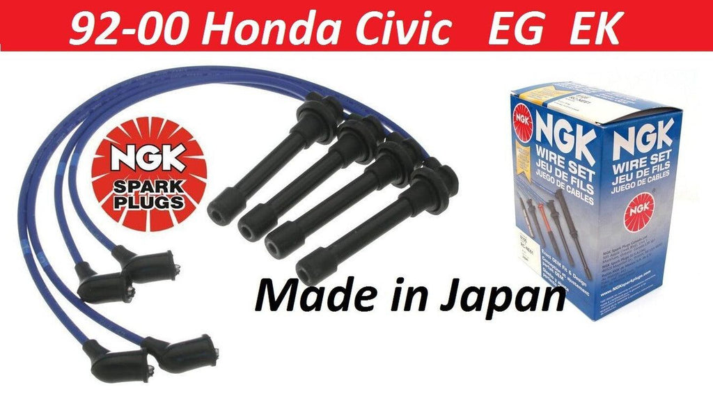 Honda Civic NGK Blue Spark Plug Wire Set HE76 +V-Power ZFR5F-11 OEM Spark Plugs
