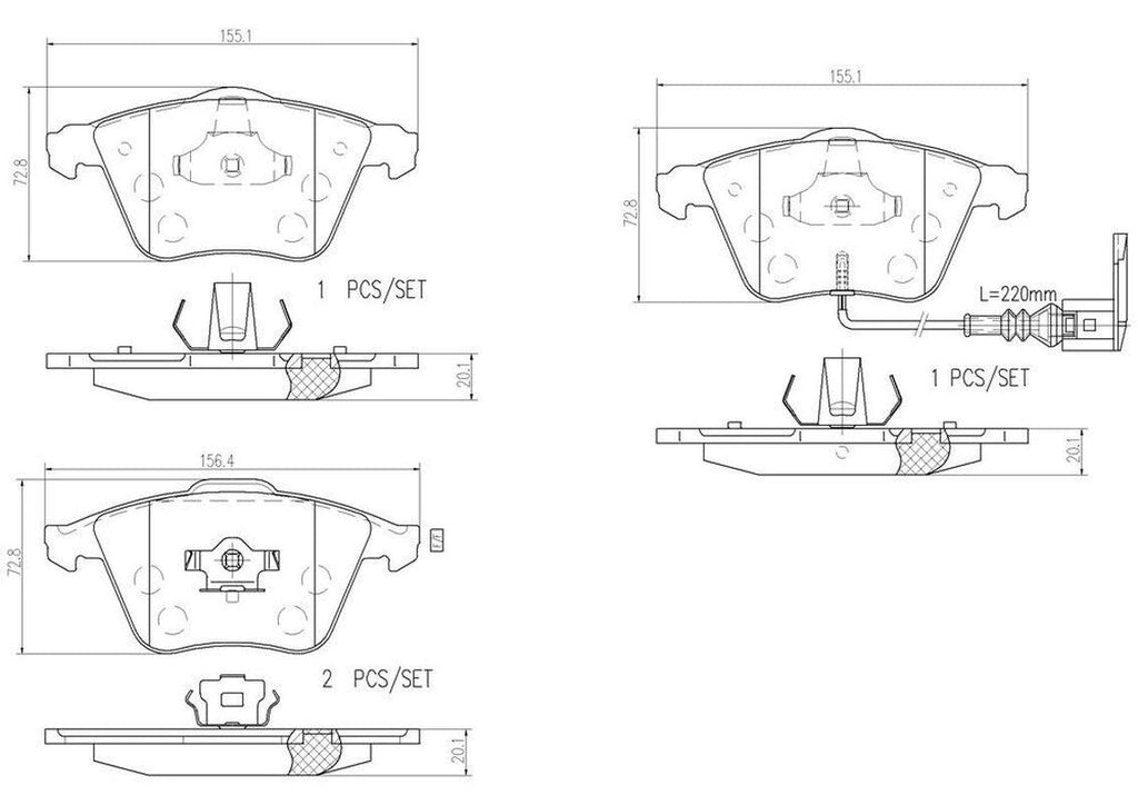 Brembo Front Disc Brake Pad Set for TTS Quattro, Golf R, TT Quattro (P85079N)