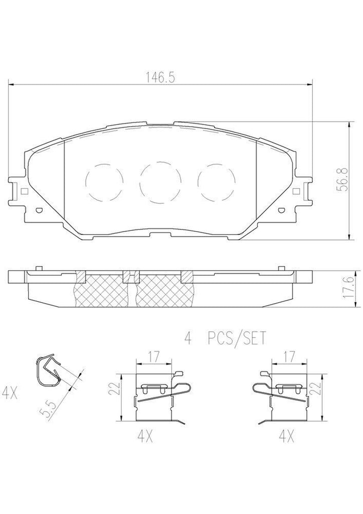 Front Disc Brake Pad Set for Mirai, Corolla Im, RAV4, Im, Tc+More (P83071N)