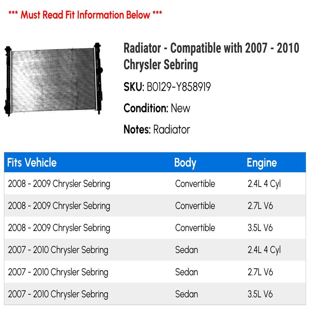 Radiator - Compatible with 2007 - 2010 Chrysler Sebring 2008 2009