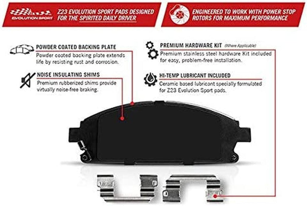 K4713 Front Z23 Carbon Fiber Brake Pads with Drilled & Slotted Brake Rotors Kit