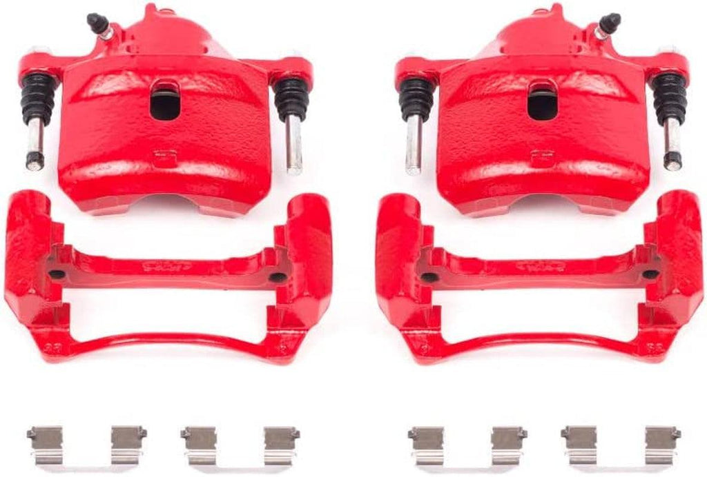 Front S2090 Pair of High-Temp Red Powder Coated Calipers