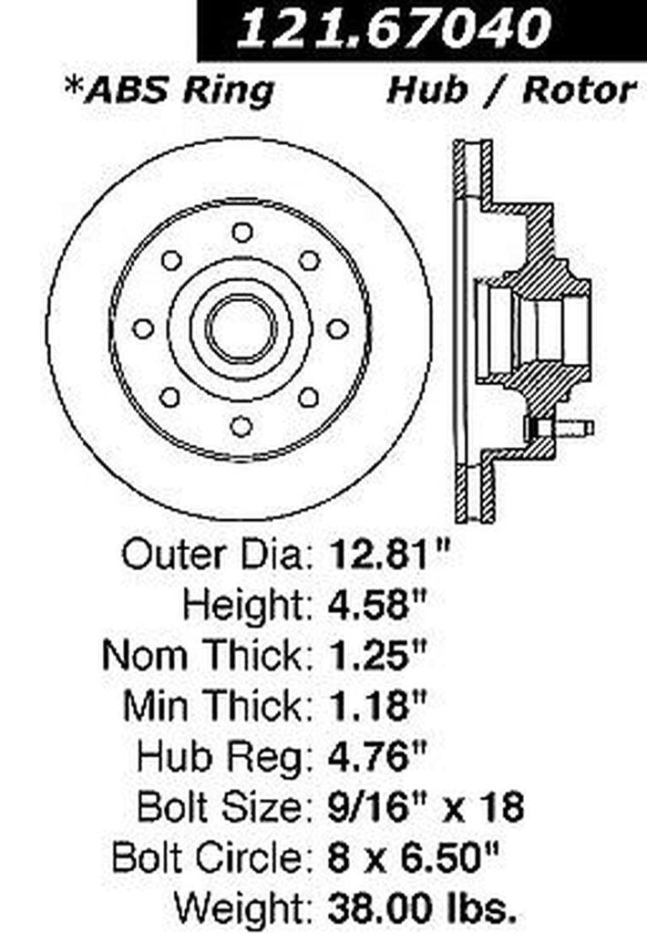 Centric Front Disc Brake Rotor for Dodge (121.67040)