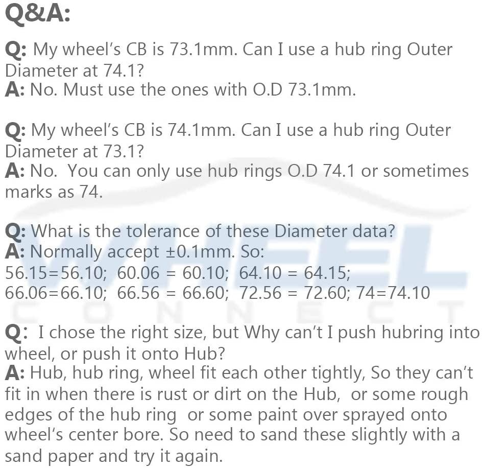 WHEEL CONNECT Hub Centric Rings,76.1 to 71.5, Set of 4, Aluminium Alloy Hubrings, O.D:76.1-I.D:71.5Mm. A
