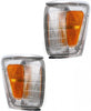 Compatible with Toyota Pickup Corner Light 1989 1990 1991 Driver and Passenger Side Pair/Set | Clear & Amber Lens | W/Chrome Trim | TO2520124 + TO2521126 | 8162089179 + 8161089179