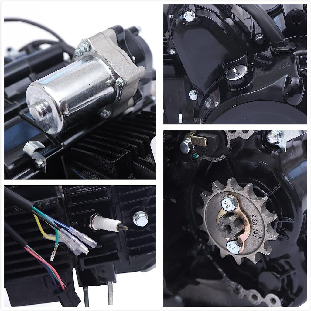 4 Stroke Engine Motor for 125CC All Sizes Atvs Go Karts Semi-Auto Engine with Reverse Single Cylinder Air-Cooled Kick Starter Complete Engine Motor Kit