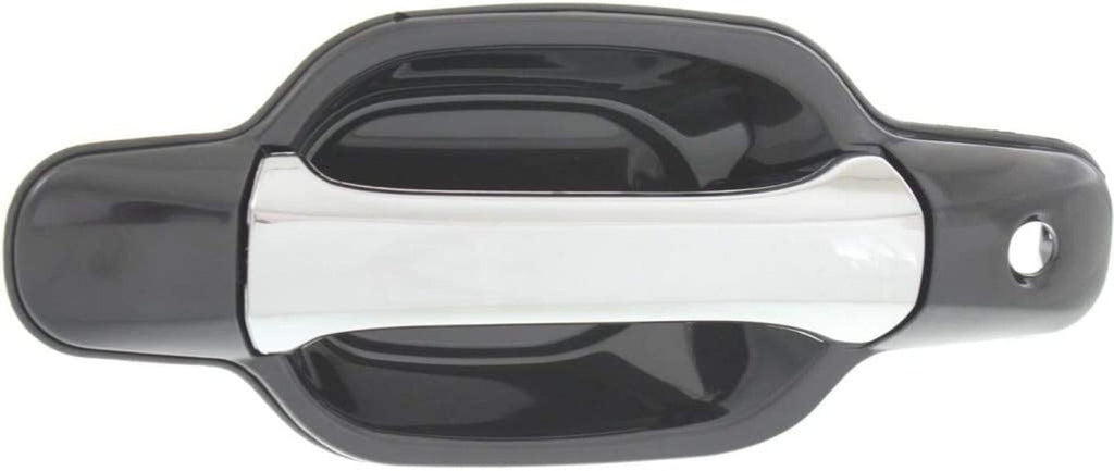 For Chevy Colorado Exterior Door Handle Front Driver Side Smooth Black Bezel with Chrome Lever 2004-2012 | with Key Hole| Trim: LS/LT/WT