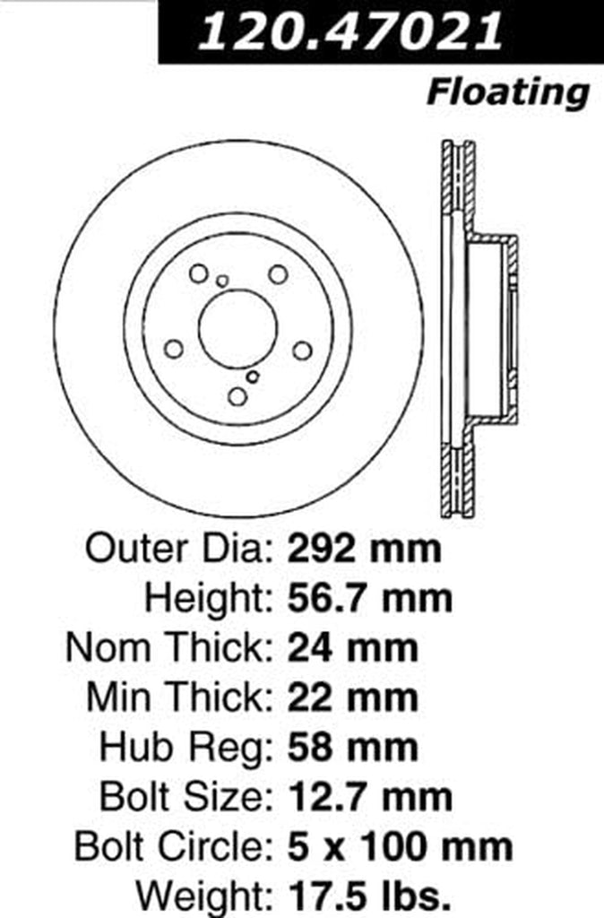 Centric Parts 120.47021 Premium Brake Rotor with E-Coating